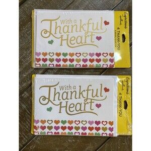 Lot of 2 Hallmark Expressions Thank-You Note Cards Hearts Totals 8 Cards New